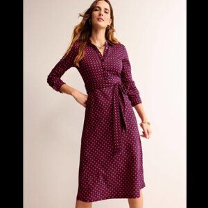 Boden Laura Jersey Midi Shirt Dress Pink Size 8 Long (Tall)